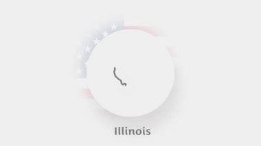 Illinois Eyaleti, ABD. Animasyon ABD haritası Illinois eyaletini gösteriyor. Amerika Birleşik Devletleri. Neumorfizm asgari biçim