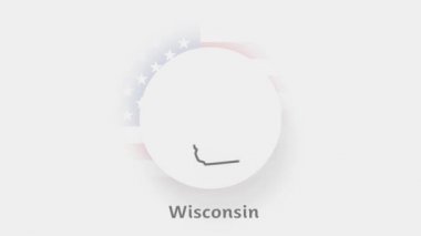 Wisconsin Eyaleti, ABD. ABD 'nin canlandırılmış haritası Wisconsin eyaletini gösteriyor. Amerika Birleşik Devletleri. Neumorfizm asgari biçim