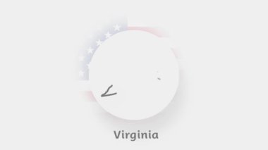Virginia Eyaleti, ABD. ABD 'nin animasyon haritası Virginia eyaletini gösteriyor. Amerika Birleşik Devletleri. Neumorfizm asgari biçim