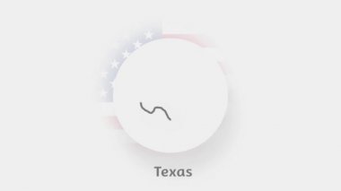 Teksas Eyaleti. Animasyon ABD haritası Teksas eyaletini gösteriyor. Amerika Birleşik Devletleri. Neumorfizm asgari biçim
