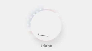 Idaho Eyaleti, ABD. ABD 'nin Idaho eyaletini gösteren animasyon haritası. Amerika Birleşik Devletleri. Neumorfizm asgari biçim
