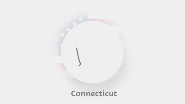 Connecticut Eyaleti, ABD. Animasyon ABD haritası Connecticut eyaletini gösteriyor. Amerika Birleşik Devletleri. Neumorfizm asgari biçim — Stok video
