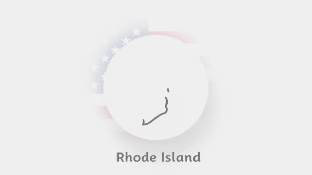 Rhode Island State of USA. Mapa animado de Estados Unidos mostrando el estado de Rhode Island. Estados Unidos de América. Neumorfismo estilo mínimo — Vídeos de Stock