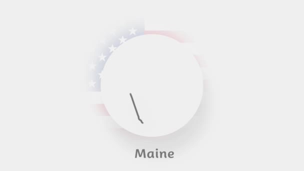 Maine State of USA. Mapa animado dos EUA mostrando o estado do Maine. Estados Unidos da América. Neumorfismo estilo mínimo — Vídeo de Stock