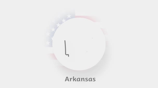 US-Bundesstaat Arkansas. Animierte Karte der USA, die den Bundesstaat Arkansas zeigt. Vereinigte Staaten von Amerika. Minimaler Stil des Neumorphismus — Stockvideo