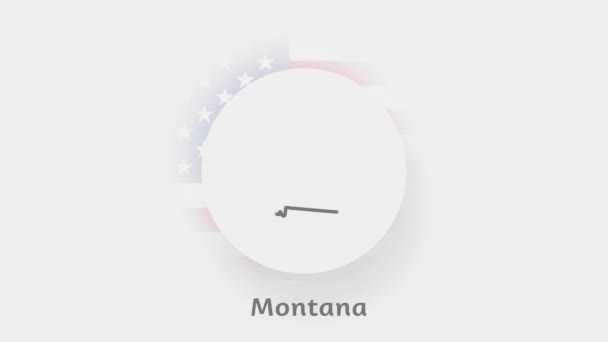 US-Bundesstaat Montana. Animierte Karte der USA, die den Bundesstaat Montana zeigt. Vereinigte Staaten von Amerika. Minimaler Stil des Neumorphismus — Stockvideo