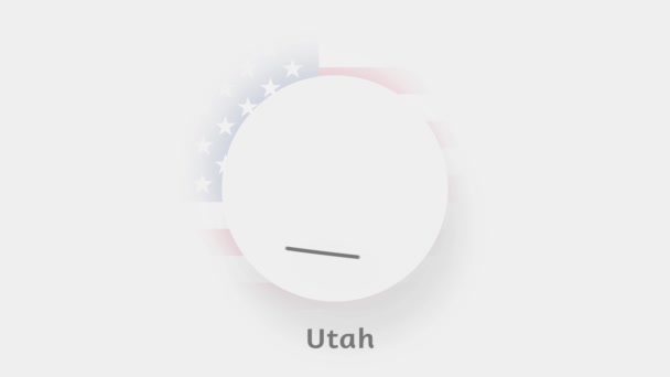Utah State of USA. Mapa animado de USA mostrando el estado de Utah. Estados Unidos de América. Neumorfismo estilo mínimo — Vídeos de Stock