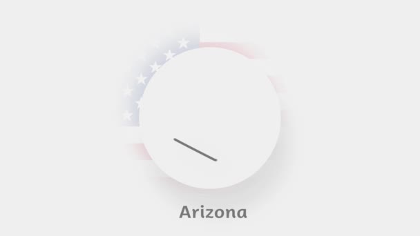 Arizona State of USA. Mapa animado dos EUA mostrando o estado do Arizona. Estados Unidos da América. Neumorfismo estilo mínimo — Vídeo de Stock