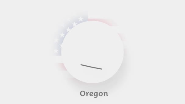 Oregon Eyaleti, ABD. Animasyon ABD haritası Oregon eyaletini gösteriyor. Amerika Birleşik Devletleri. Neumorfizm asgari biçim — Stok video