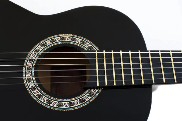 Detail of Classical Acoustic Guitar Isolated on a White Backgrou — Stock Photo, Image