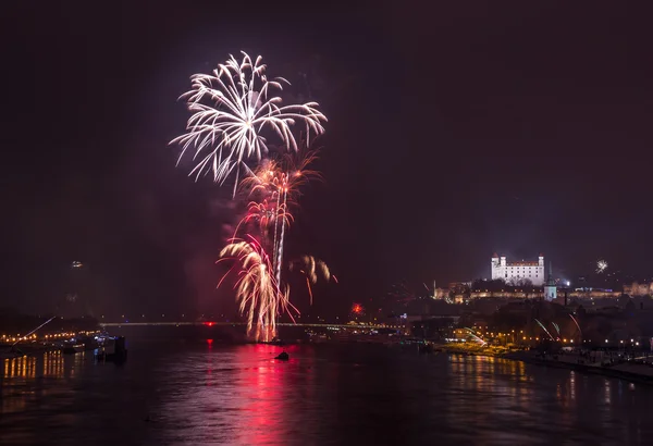 Fireworks on the River — Stock Photo, Image