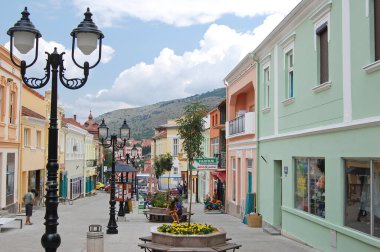 Sırbistan 'ın Raska kentinde yaya bölgesi.