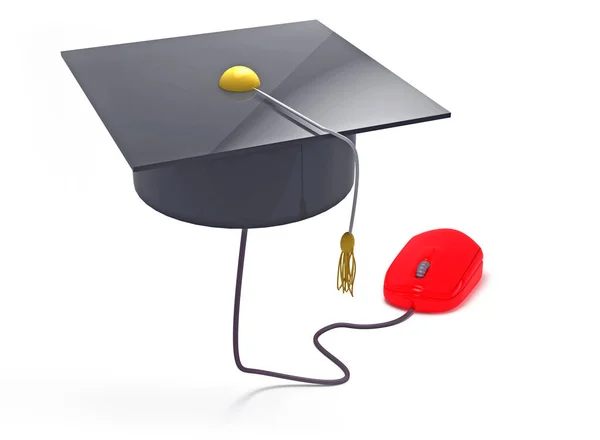 Online Graduation Concept Isolated White Background Stock Image — Stock Photo, Image