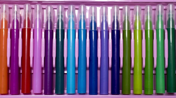 Kolorowe Długopisy Końcówkami Filcowymi Kolorowe Długopisy Końcówkami Filcowymi Edukacja Koncepcja — Zdjęcie stockowe