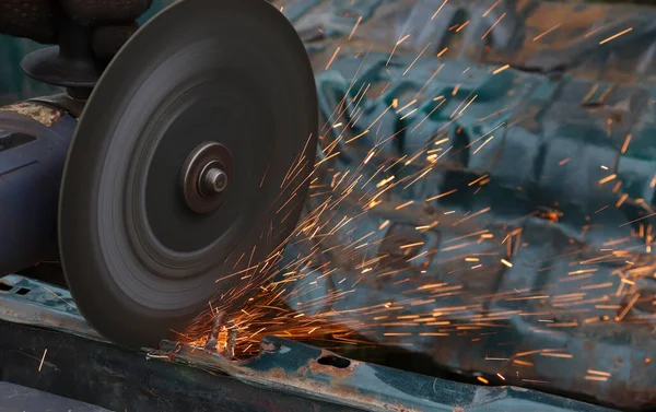 Angle Grinder Cutting Disc Steel Use Cutting Car Body Trim — Stock Photo, Image