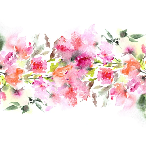 Fond aquarelle avec des fleurs — Photo