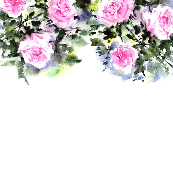Moldura floral aquarela — Fotografia de Stock