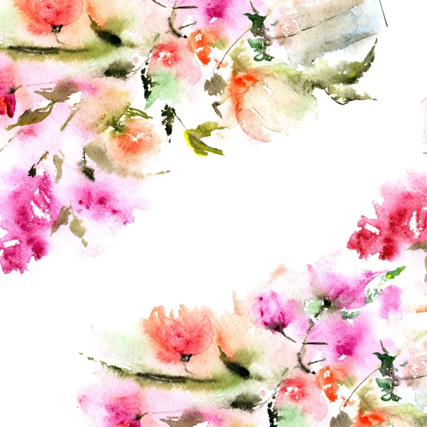 花卉装饰框架 — 图库照片
