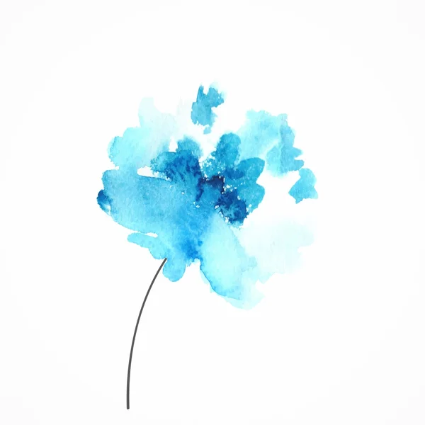 Blauwe bloem. Aquarel floral illustratie. — Stockvector