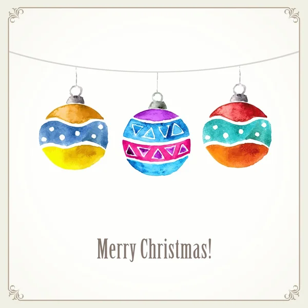 Carte de Noël avec décorations suspendues . — Image vectorielle