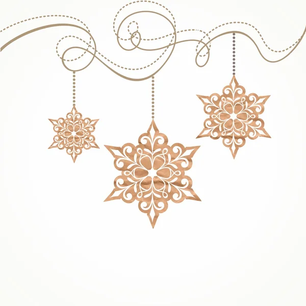 Carte de Noël avec flocons de neige suspendus . — Image vectorielle