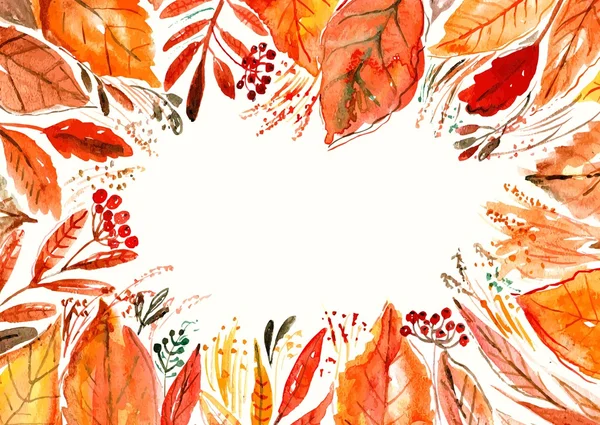 Watercolor autumn card. — Stock Vector