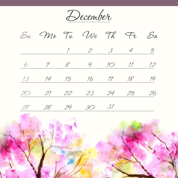 Calendar template 2015. December.