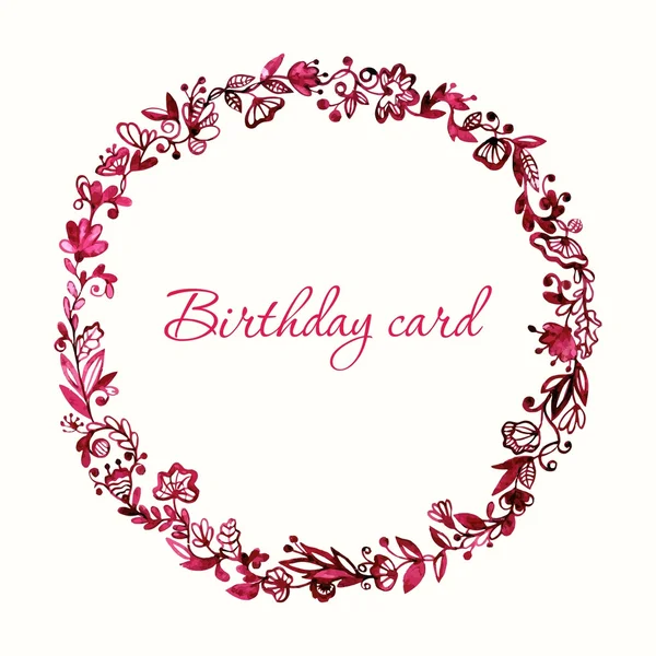 Cartão de aniversário. Moldura floral . — Vetor de Stock