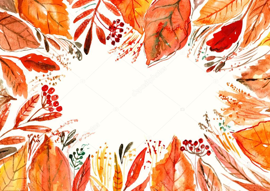 Watercolor autumn card.