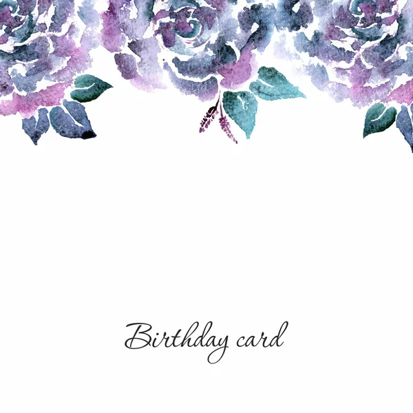 वॉटरकलर फुलांचा वाढदिवस कार्ड . — स्टॉक व्हेक्टर