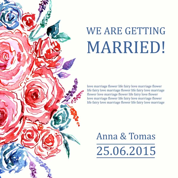 Wedding floral  invitation card. — Stock Vector