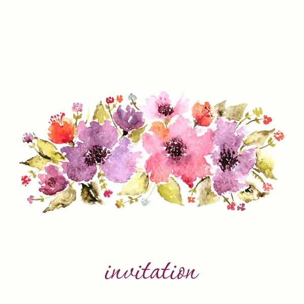 Aquarel floral uitnodiging. — Stockvector