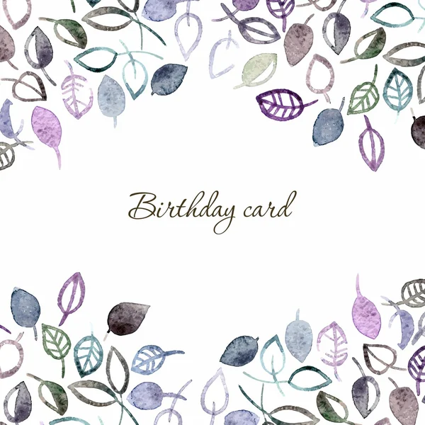 Cartão floral de aniversário com folhas . — Vetor de Stock