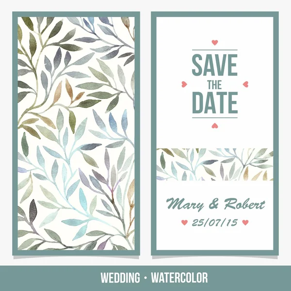 Wedding card with foliage — Stok Vektör