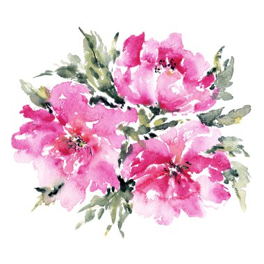 Suluboya çiçek buketi