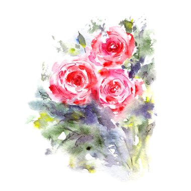 Suluboya çiçek kartı