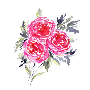 Suluboya çiçek buketi