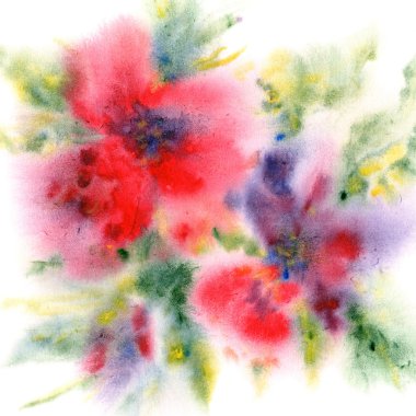 Kırmızı çiçekli suluboya arka plan