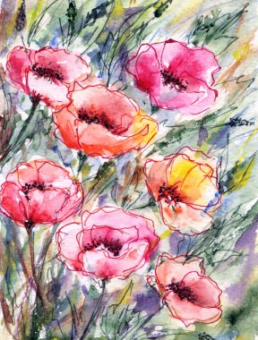 suluboya çiçek arka plan