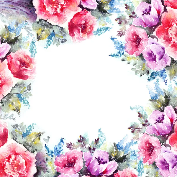 Akwarela kwiatowa ramka — Zdjęcie stockowe