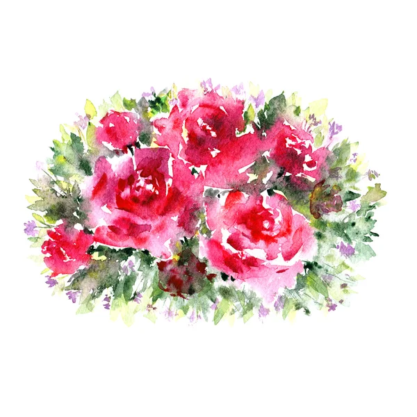 Bukiet róż akwarela. — Zdjęcie stockowe