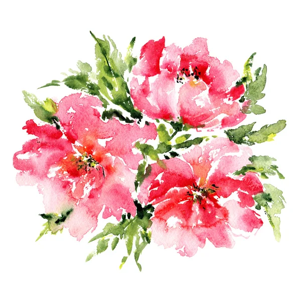 Květinová kytice akvarelu — Stock fotografie