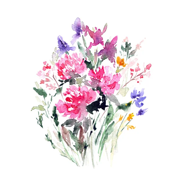 Акварель квітковий букет — стокове фото