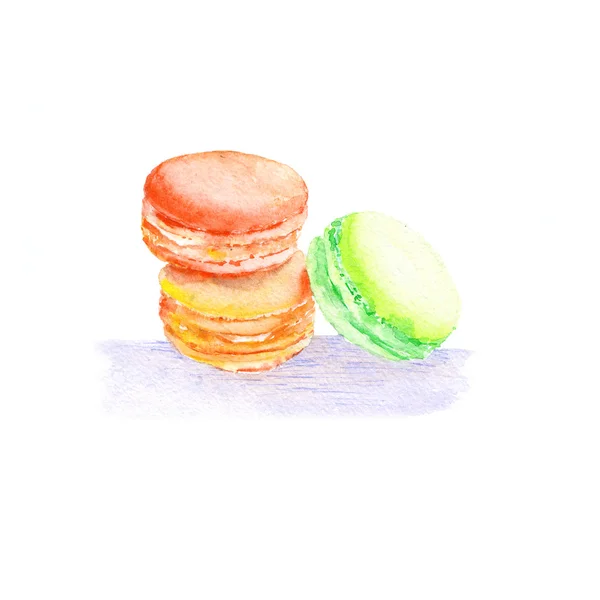 Watercolor Macaroons Cakes — Stock Photo, Image