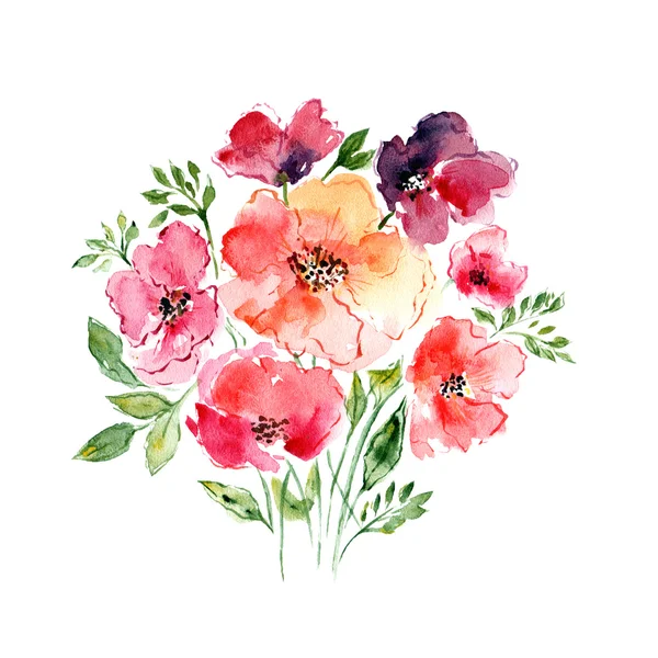 Akvarell blommig bukett — Stockfoto