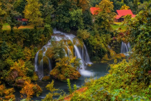 Waterfall Vilina Kosa Rastoke Croatia Autumn 2020 Ethno Village Rastoke — Stock Photo, Image