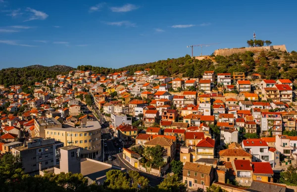 Panoramisch Uitzicht Oude Stad Van Sibenik Kroatië September 2020 — Stockfoto