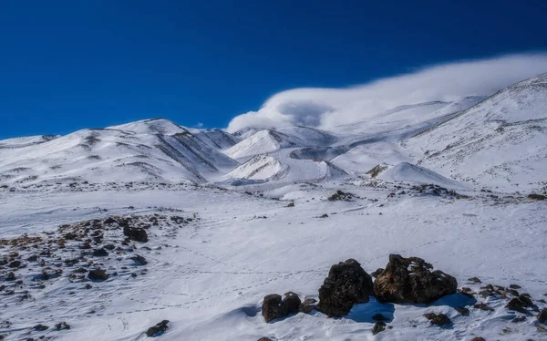 Vista Inverno Montanha Erciyes Coberta Neve Fevereiro 2021 — Fotografia de Stock