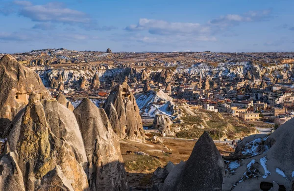 Вулканический Пещерный Город Национальном Парке Гореме Капдокия Турция Панорамный Вид — стоковое фото