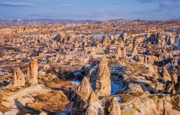 Вулканический Пещерный Город Национальном Парке Гореме Капдокия Турция Панорамный Вид — стоковое фото